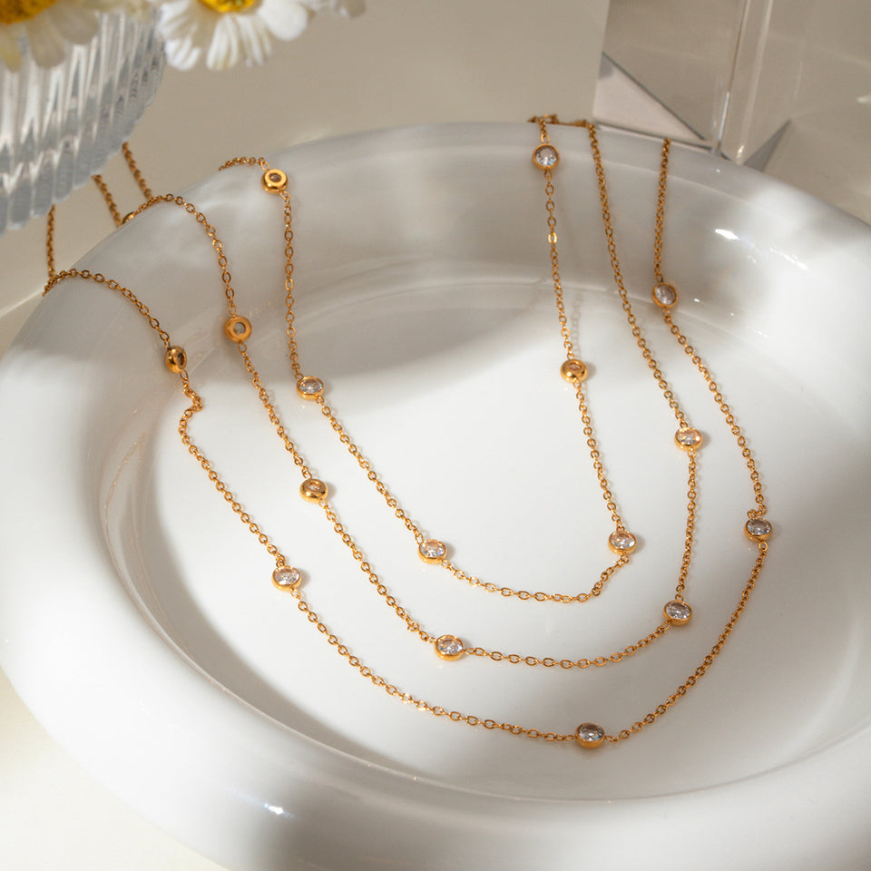 Three-layer ZirconNecklace