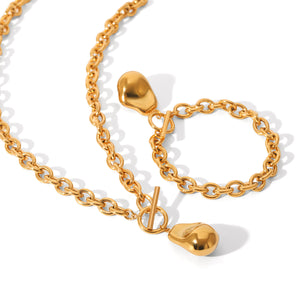 Retro Stainless Steel OT Buckle Gold-plated Necklace Women's Simple High-end Sense