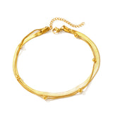 Double Snake Bone Anklet - Stainless Steel