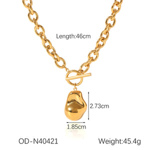 Retro Stainless Steel OT Buckle Gold-plated Necklace Women's Simple High-end Sense