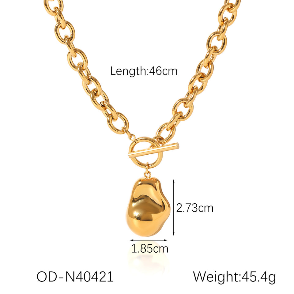 Retro Stainless Steel OT Buckle Gold-plated Necklace Women's Simple High-end Sense