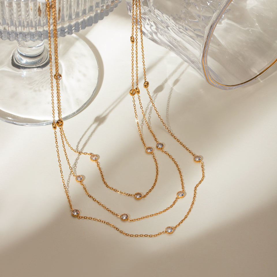 Three-layer ZirconNecklace