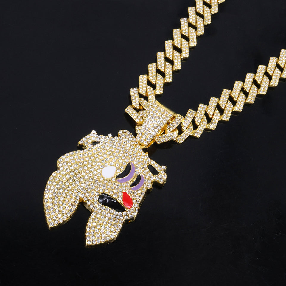 Jewelry Fashion Magic Hat Rabbit Head Pendant Necklace High-grade Cuban Chain