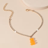 Creative Resin Bear Chain Rhinestone Anklet