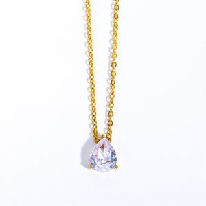 Oval Zircon or Round Zircon Pendant Necklace