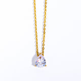 Oval Zircon or Round Zircon Pendant Necklace