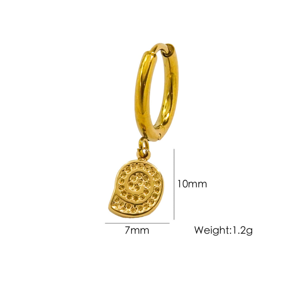 Single Tropical Summer Marine Pendant Earrings - Stainless Steel 14K Gold
