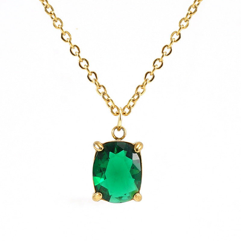 Single Zircon Pendant Necklace