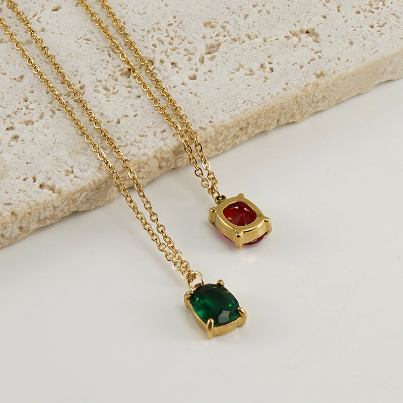 Single Zircon Pendant Necklace