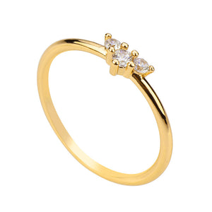 3 Inlaid Zircon Ring - Stainless Steel