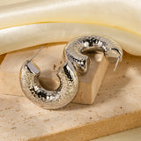 Hammer Pattern Geometric Earrings - Silver Stainless Steel