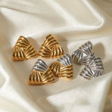 Woven Texture Triangular Earrings - 18k Gold Stainless Steel