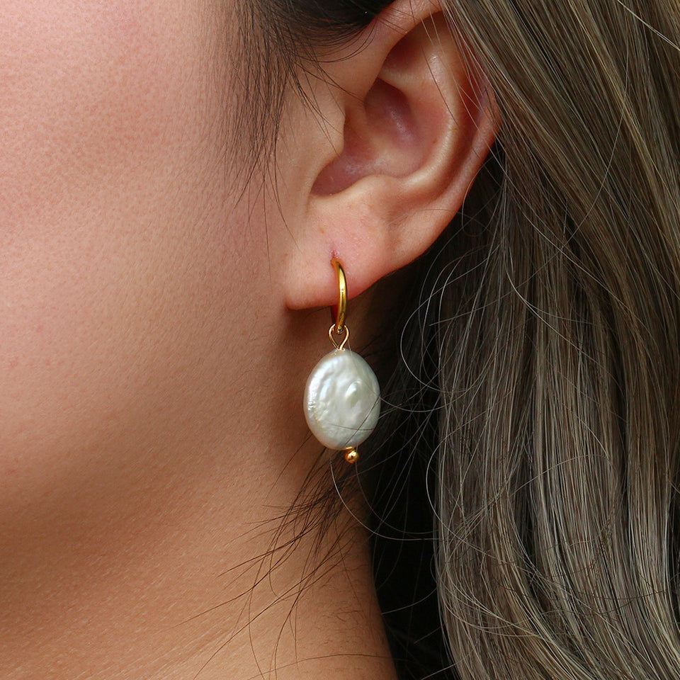Elegant Pearl Ornament Earrings - Stainless Steel