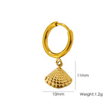 Single Tropical Summer Marine Pendant Earrings - Stainless Steel 14K Gold