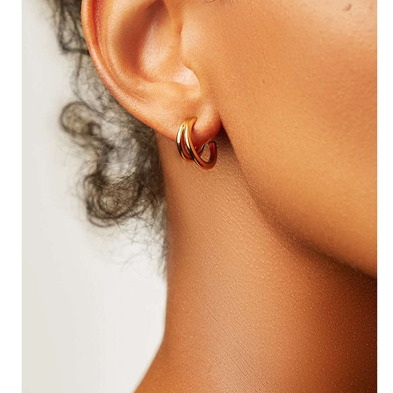 Dual Ring Earring - Stainless Steel