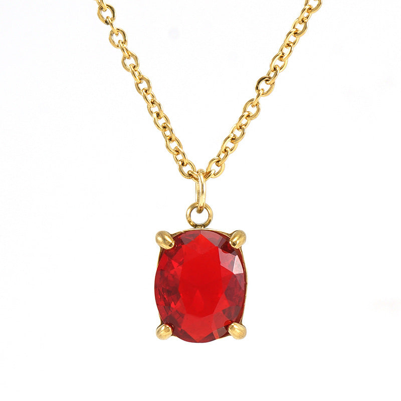 Single Zircon Pendant Necklace