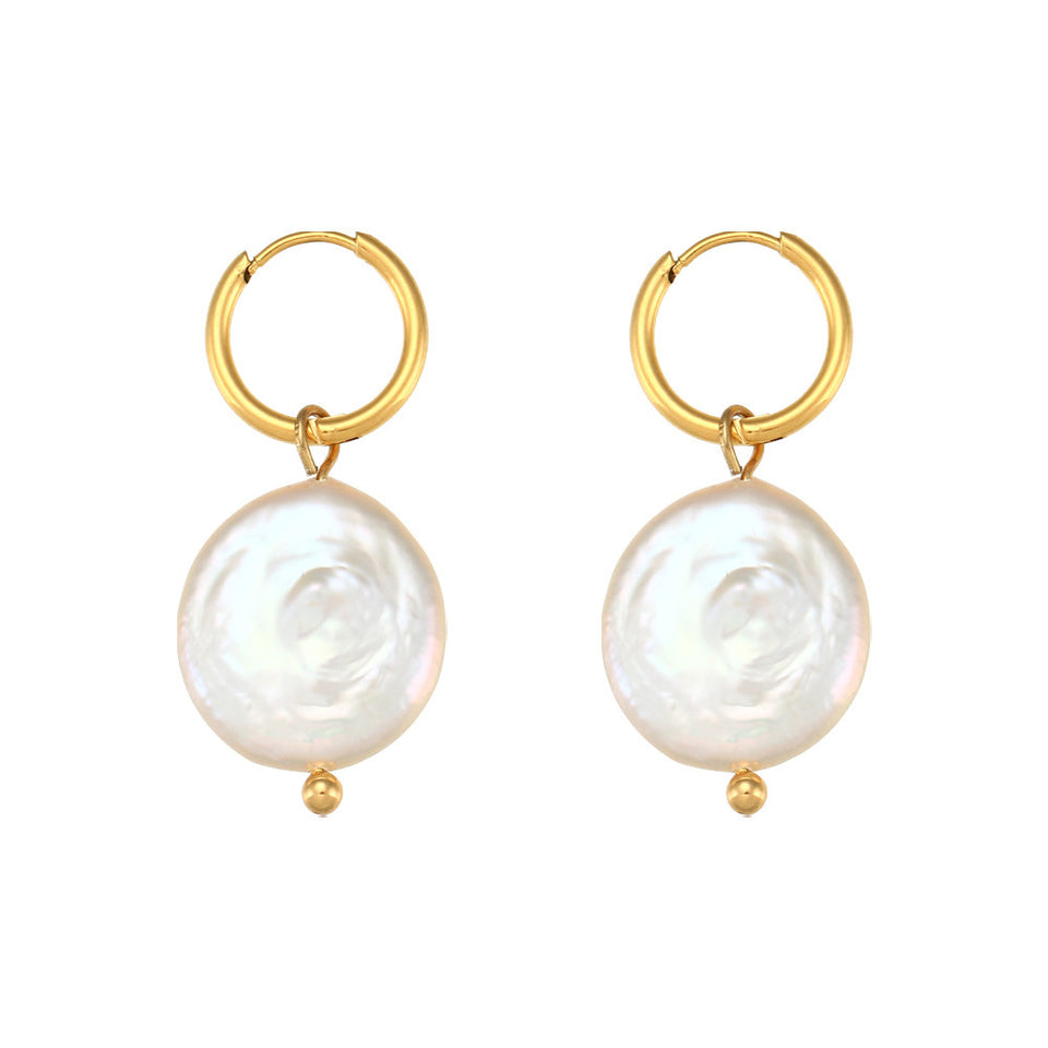 Elegant Pearl Ornament Earrings - Stainless Steel
