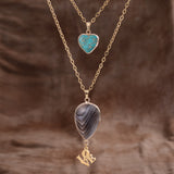 Moonstone Pendant Double Chain Necklace