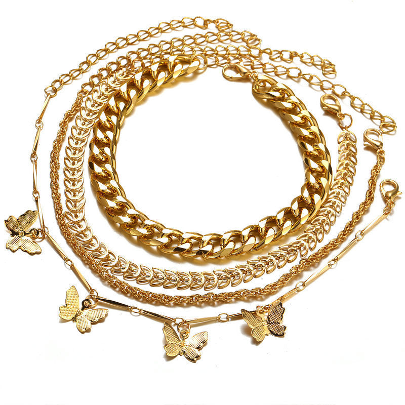 Butterfly Chain Anklet - Stainless Steel