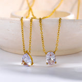 Oval Zircon or Round Zircon Pendant Necklace