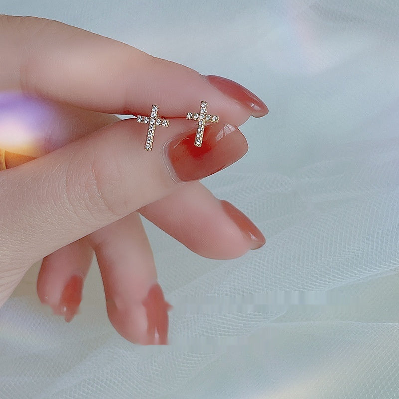 Small Cross Earrings - Stainless Steel